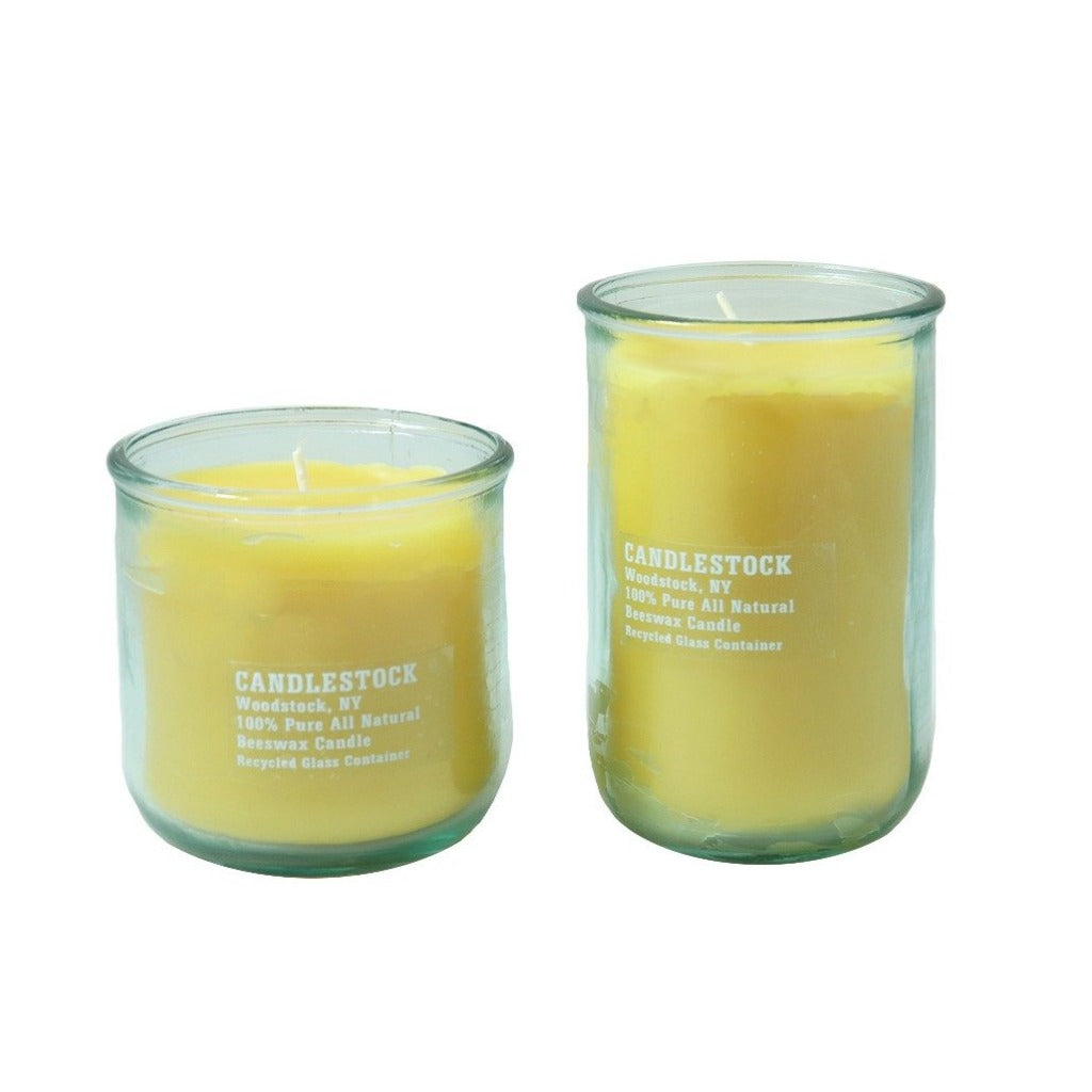 All natural hand poured beeswax and recycled glass jar candle. - Candlestock.com