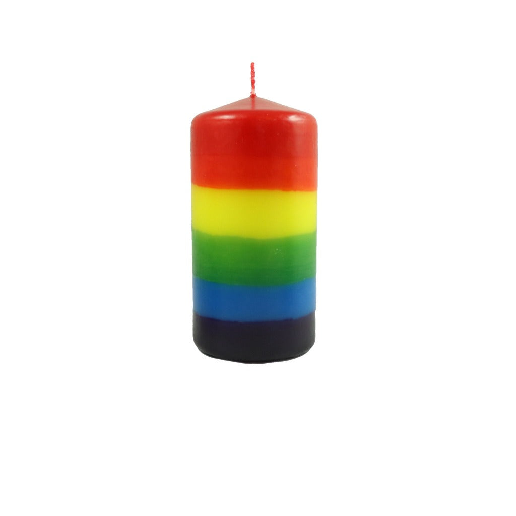 Handmade Woodstock rainbow pride candle 3x6 - Candlestock.com