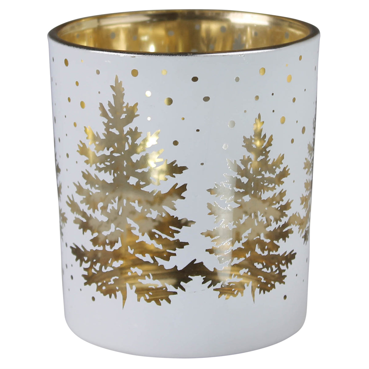 White Glass Christmas Tree Votive Candle Holder Candlestock