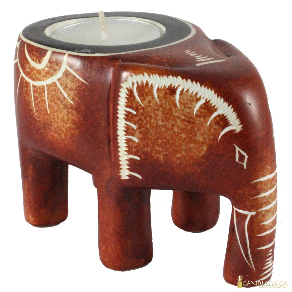 Stone Standing Elephant Tea Light Candle Holder - 4 inches - Candlestock.com