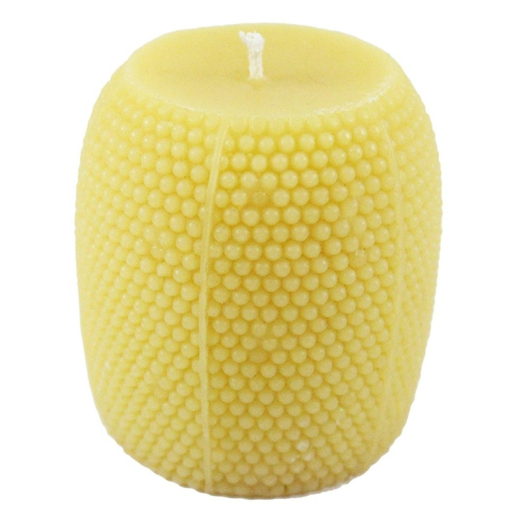 Beeswax Hobnail Pillar Candle - 3 inches - Candlestock.com