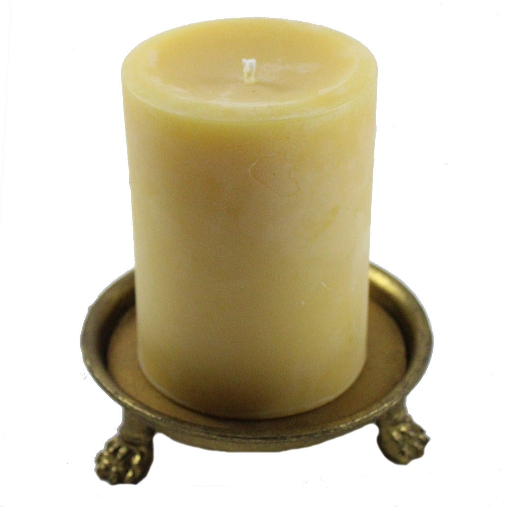 Gold Leaf Claw Foot Round Candle Tray - Candlestock.com