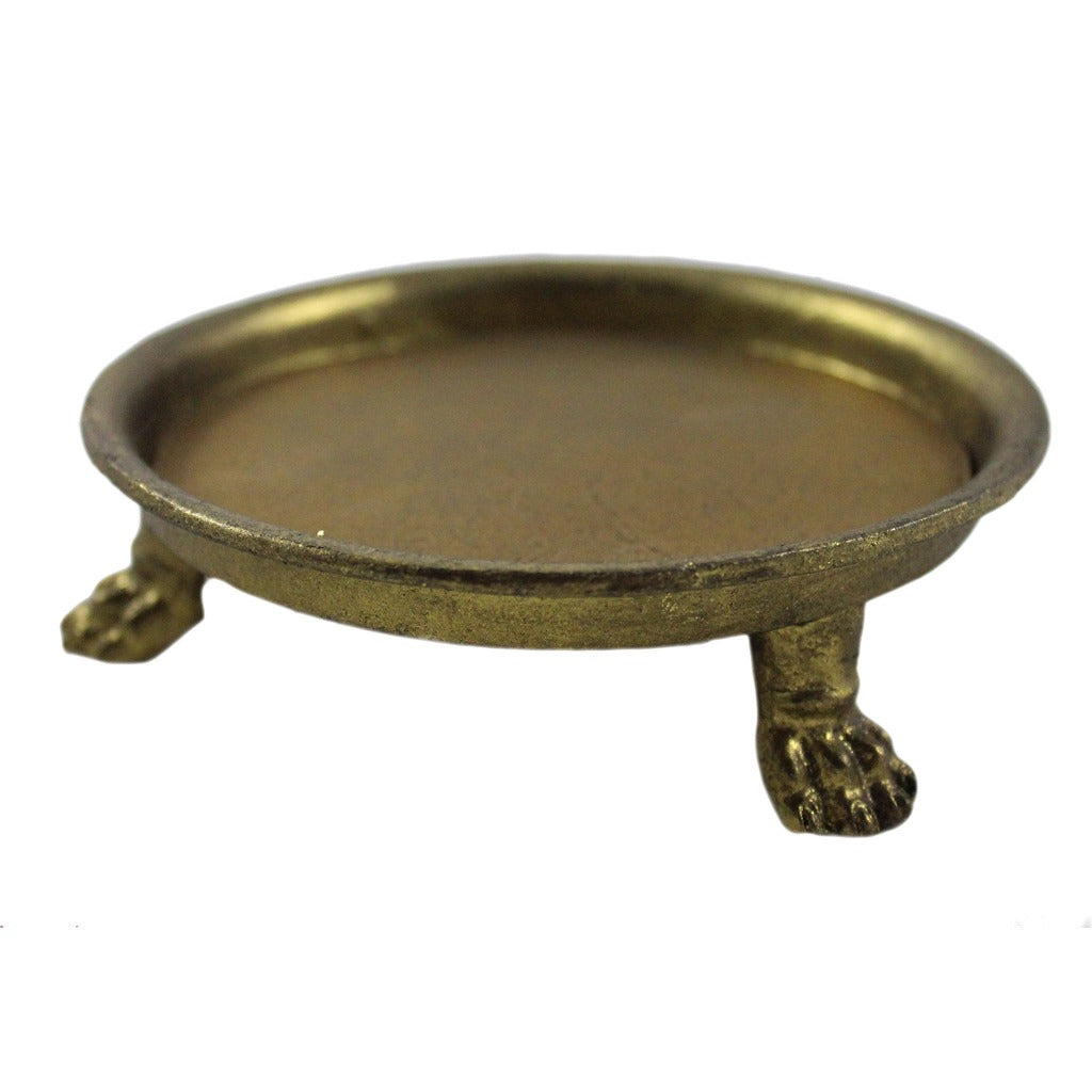 Gold Leaf Claw Foot Round Candle Tray - Candlestock.com