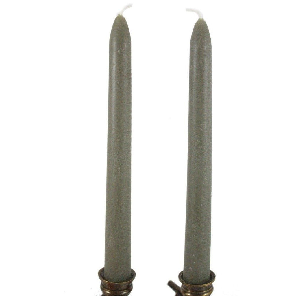 Beeswax Rounded Top Taper Candle Pair 8 inch Sage - Locally Handmade With All Natural Beeswax - Candlestock.com