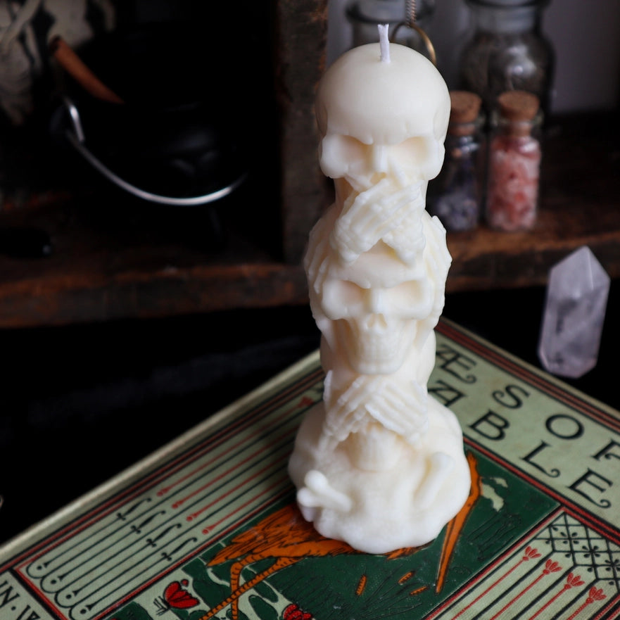 Stacked Skull Candle