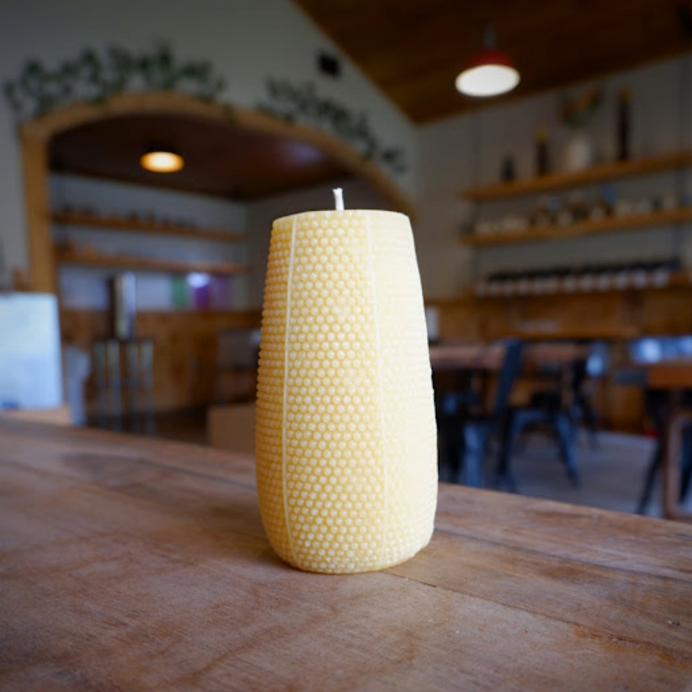 Beeswax Hobnail Pillar Candle - 5 inches