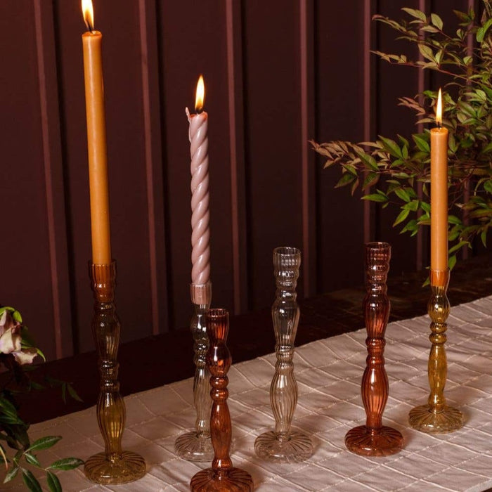 Glass Raywood Taper Candle Holder