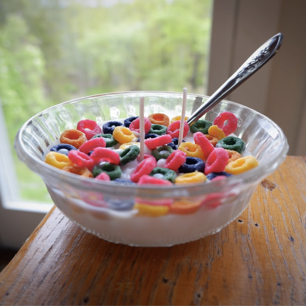 Fruit Loop & Soy Wax Soy Milk Cereal Bowl Candle Candlestock