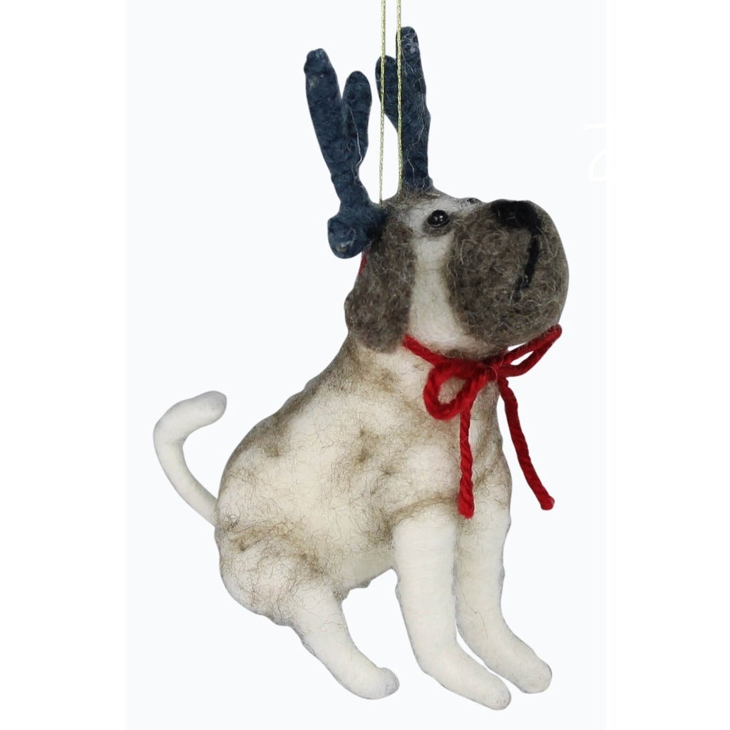 Bulldog With Antler Ornament - Candlestock.com