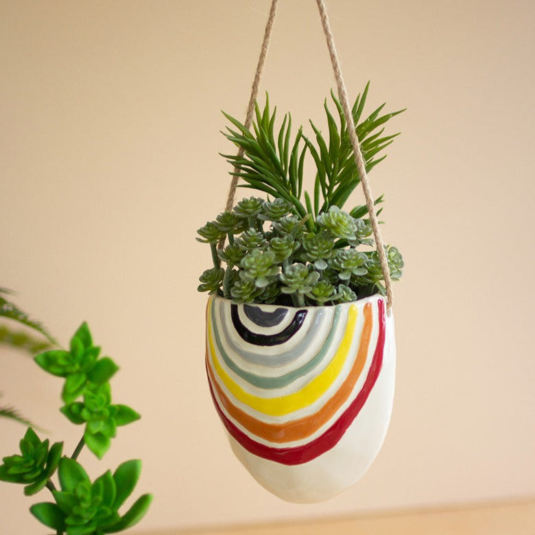hanging planter ceramic Hanging Ceramic Rainbow Planter