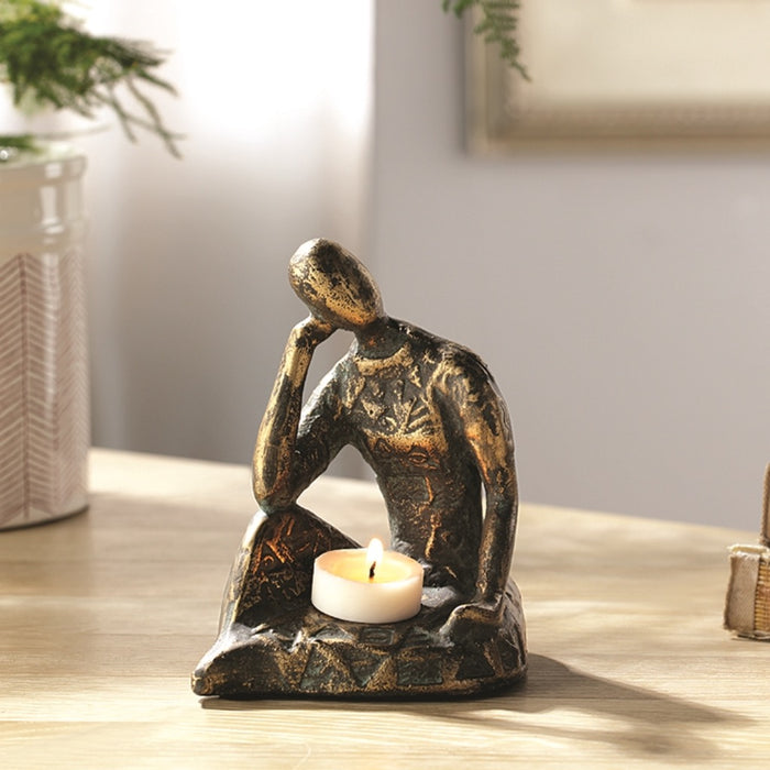 Thoughtful Woman Tea Light Candle Holder