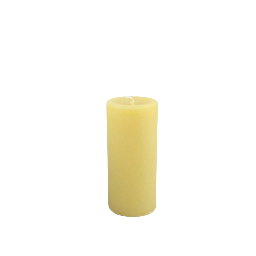 Beeswax Round Pillar Candle 2 Inch Diameter By 4 Inches Tall - 100% All Natural Handmade Locally - Candlestock.com