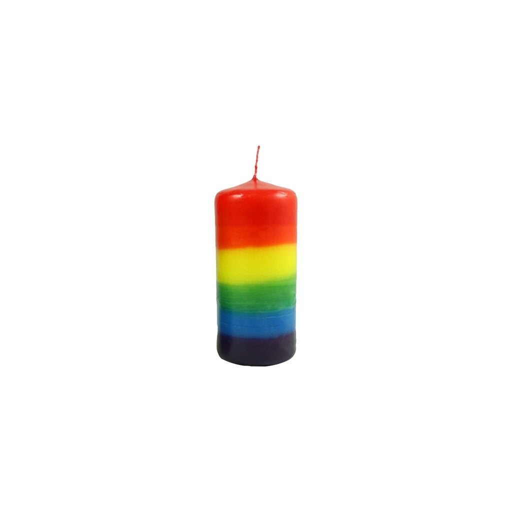 2x4 inch handmade rainbow pillar candle. - Candlestock.com