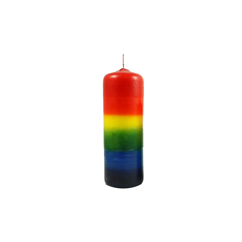 2x6 inch handmade rainbow pillar candle. - Candlestock.com