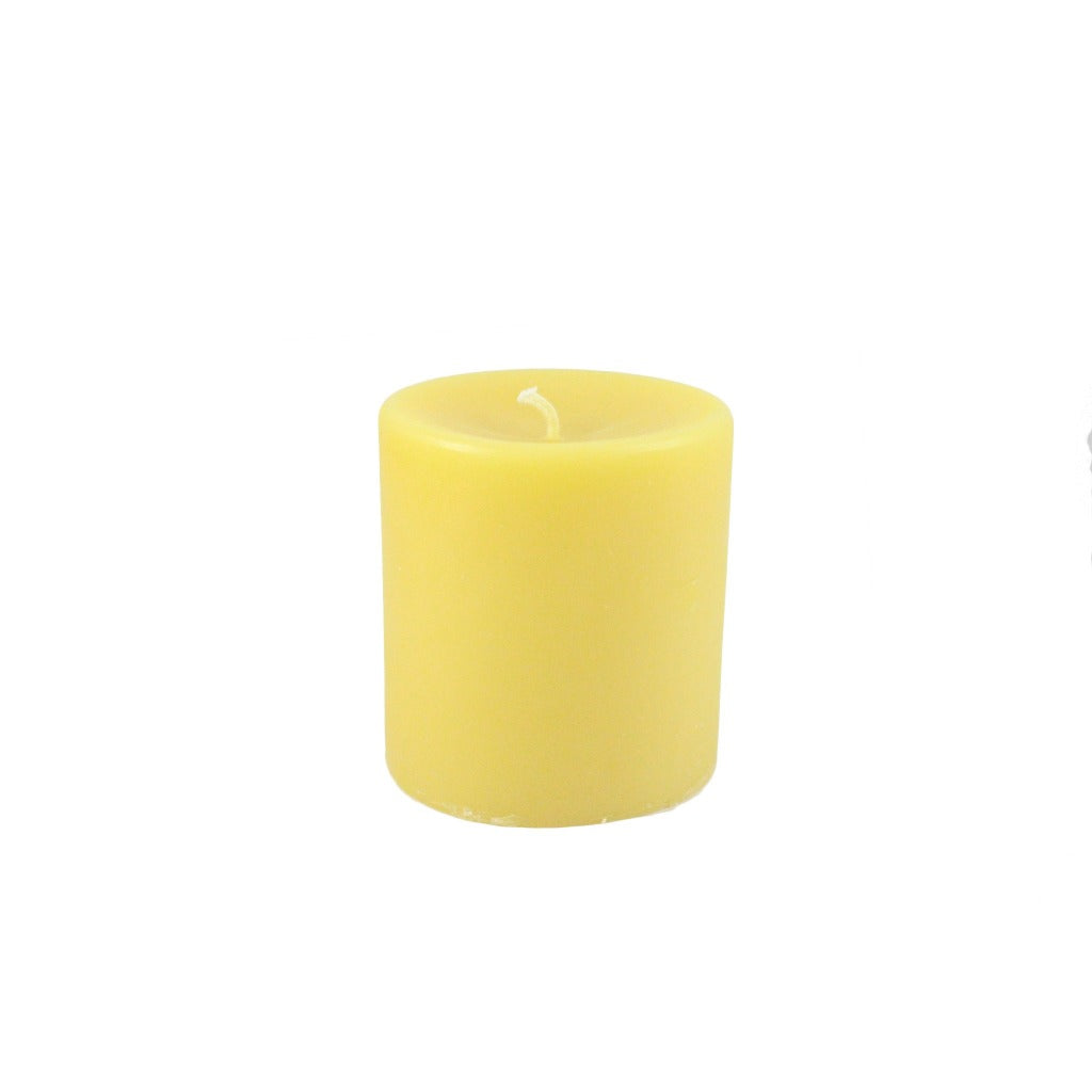 Beeswax Round Pillar Candle 3 Inch Diameter By 3 Inches Tall - 100% All Natural Beeswax Locally Handmade - Candlestock.com