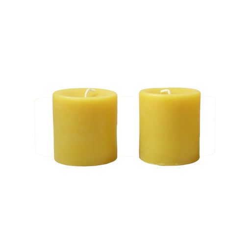 Pure all natural beeswax pillar candle 3 inch pair. - Candlestock.com
