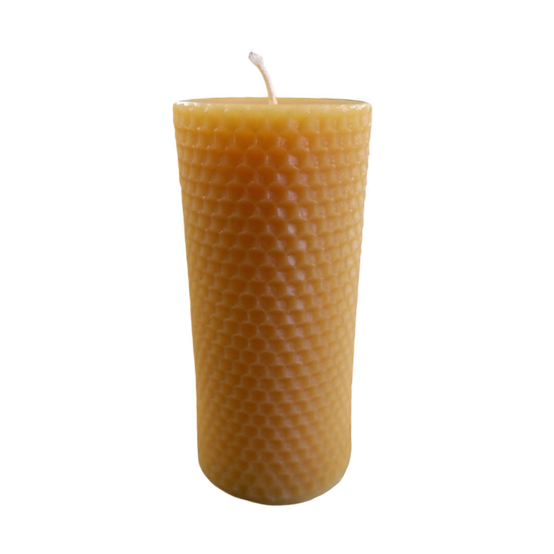 Pure Beeswax Honeycomb Pillar Candles - 2 X 3 Inch, Solid Comb Print (Set Of 2)