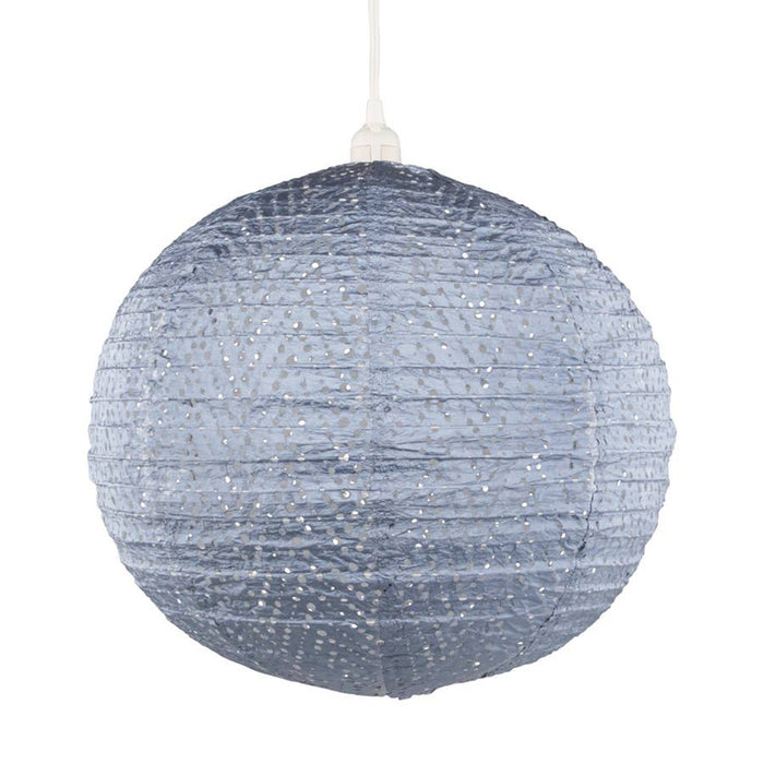 Blue Chevron Indoor/Outdoor Hanging Globe Lamp - 18 inches
