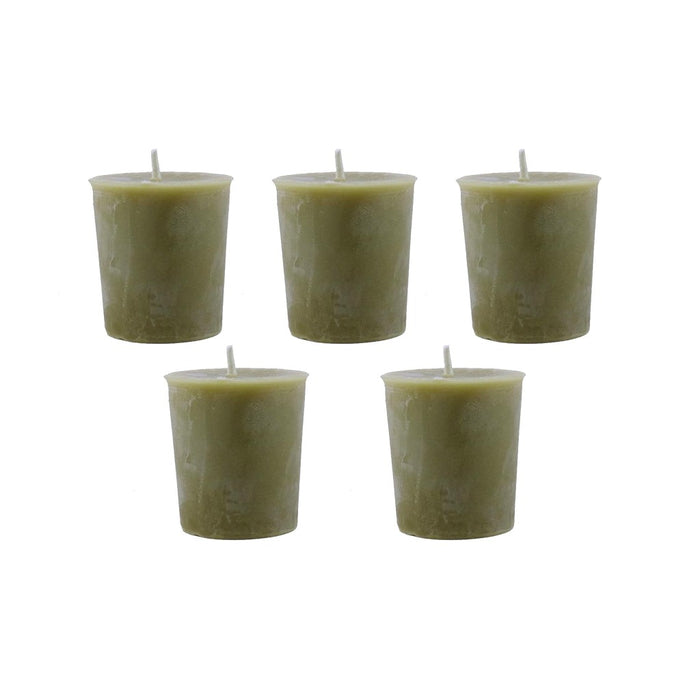 Bayberry and beeswax blended votive candles hand poured in Woodstock, NY. 5 Pack Of Bayberry and Beeswax Votive Candles. - Candlestock.com