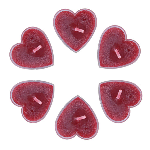 Red Heart Beeswax Tea Light Candle - Set of 6