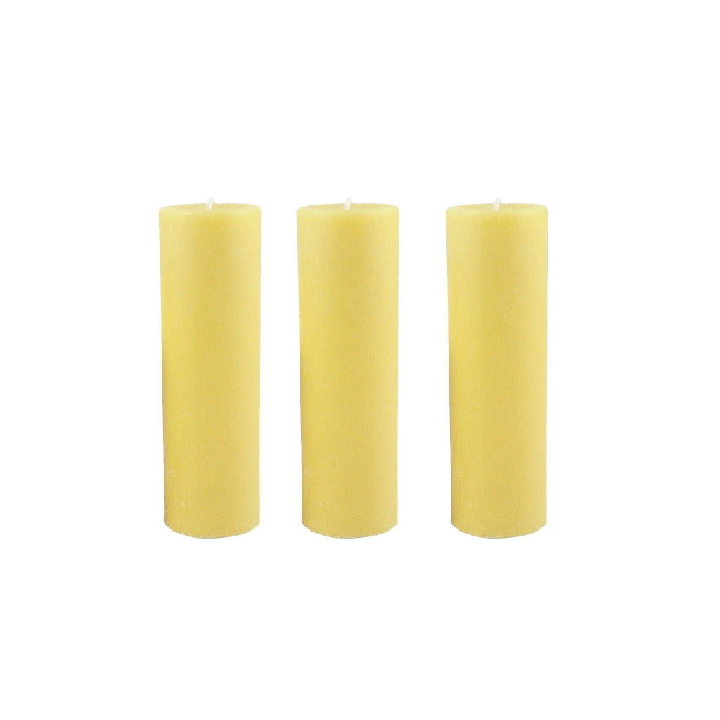 2x6 dripless all natural hand poured beeswax pillar candle set of 3 - Candlestock.com