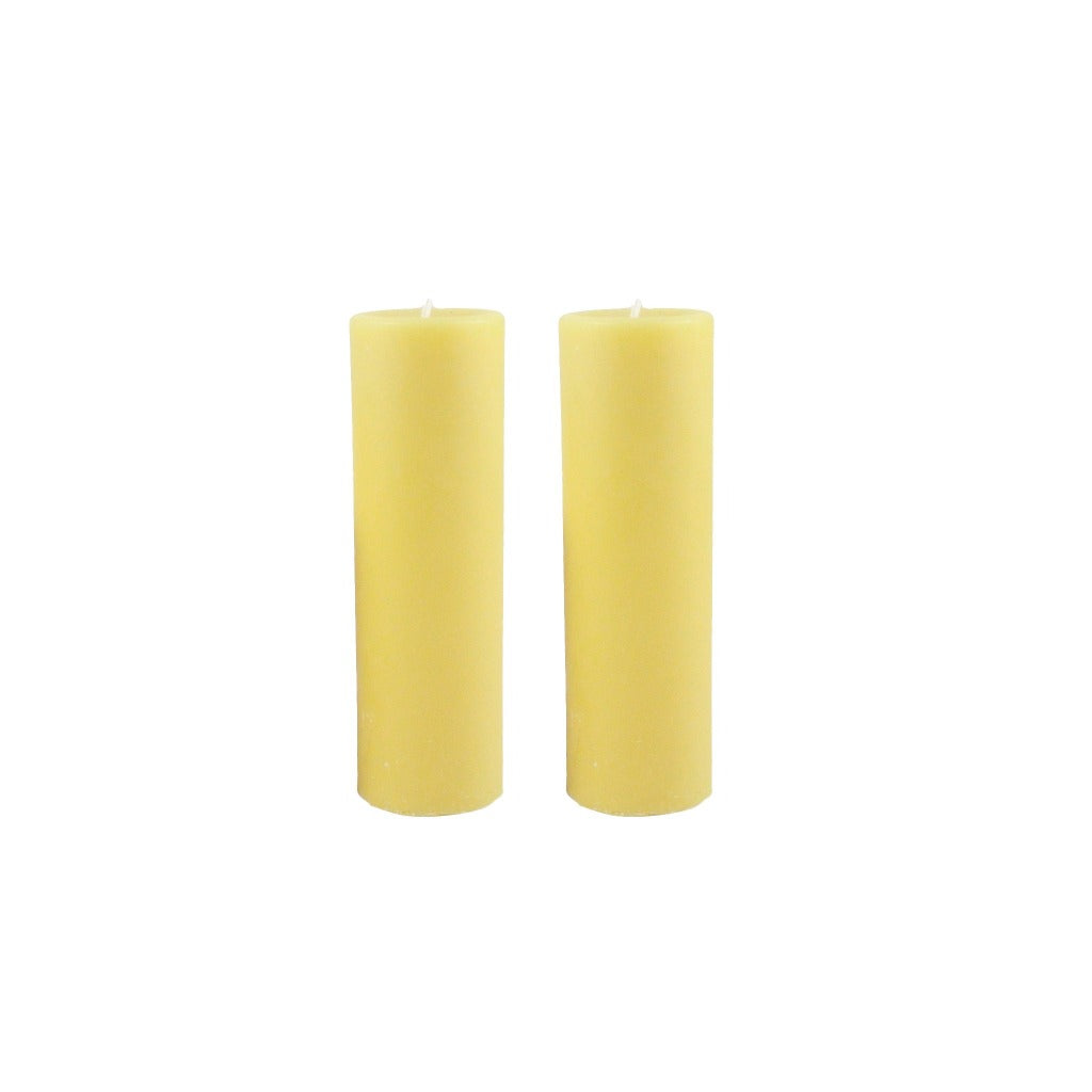 2x6 dripless all natural hand poured beeswax pillar candle pair. - Candlestock.com