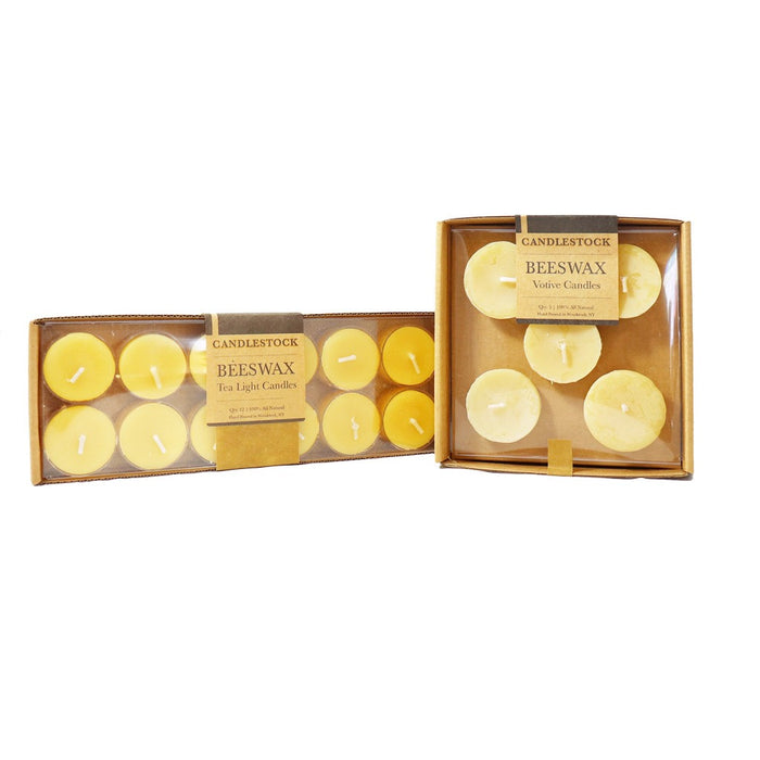 12 pack beeswax tea light candle 5 pack votive candles. Natural beeswax candle sets. - Candlestock.com