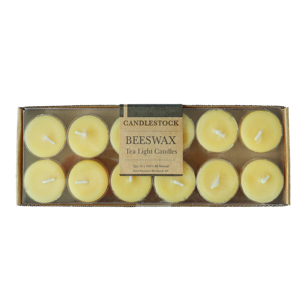 All natural hand poured beeswax tea light candles. 12 Pack Beeswax Tea Light Candles. - Candlestock.com