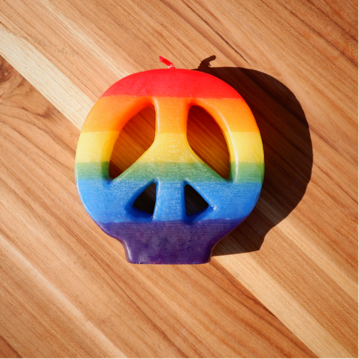 Rainbow Peace Sign Candle