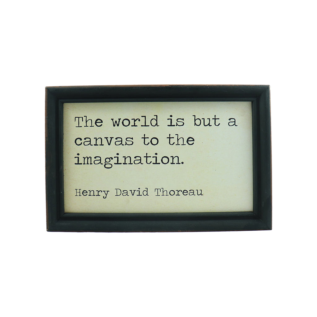 Framed Hanging Wall Quote "The world is but a canvas to the imagination" - Candlestock.com