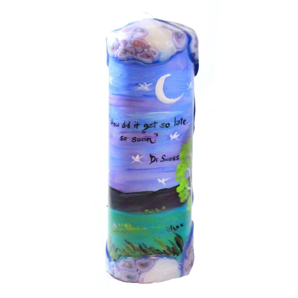 Quote Pillar Candle - "How did it get so late so soon?" Dr. Seuss - Candlestock.com