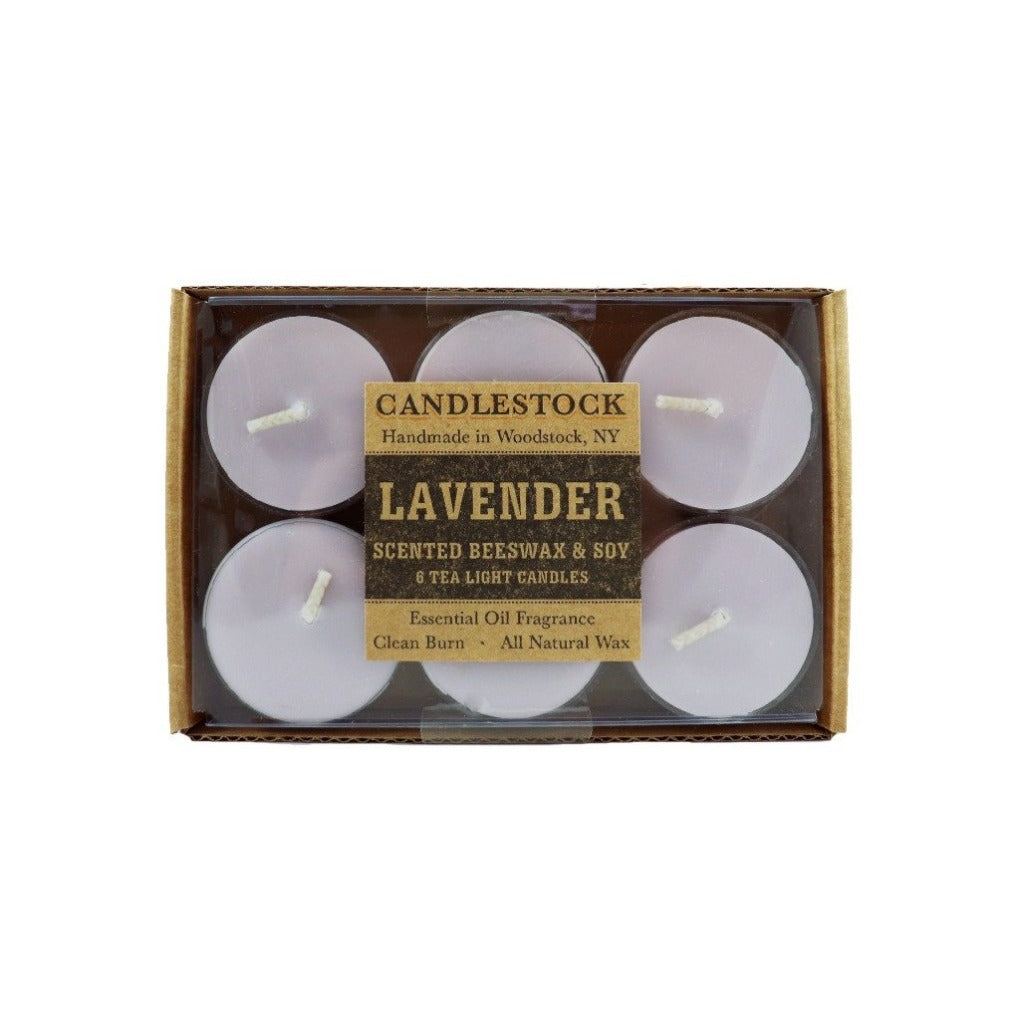 Lavender essential oil scented beeswax tea light candles. 6 pack of scented tea light candles. - Candlestock.com
