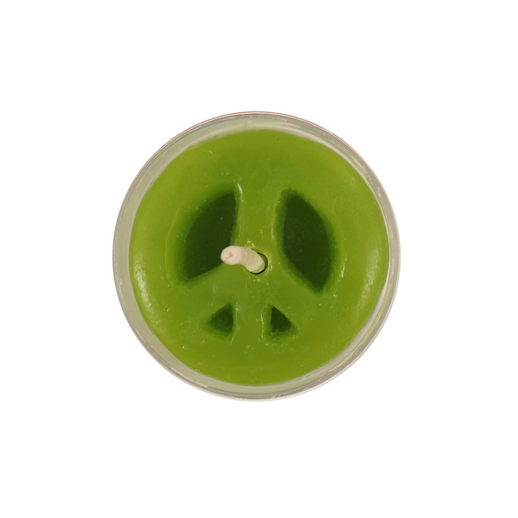 Lime Green Peace Sign Candle - Novelty Tea Light Candle - Candlestock.com