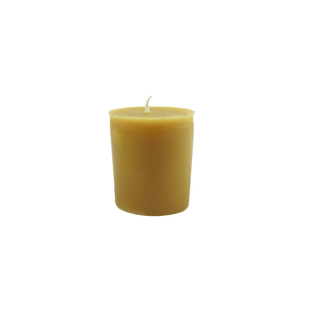Patchouli scented beeswax votive candle. Made with pure beeswax and essential oils. - Candlestock.com