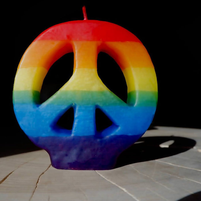 Rainbow Peace Sign Candle - Candlestock.com