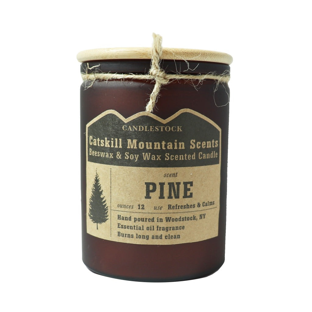 Pine Beeswax and Soy Wax Essential Oil Scented Jar Candle 12 Ounce - Candlestock.com