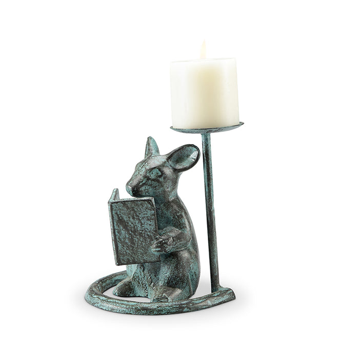Reading Mouse Pillar Candle Holder