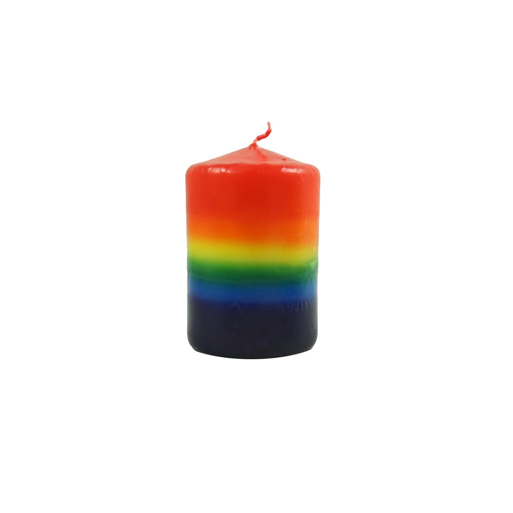 3x4 handmade Woodstock candles. Rainbow pillar candle. - Candlestock.com