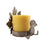 Rustic Silver Metal Maple Leaf and Turkey Pillar Candle Holder - Candlestock.com