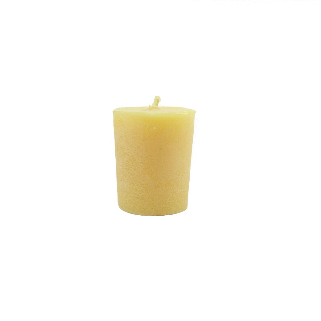 Pure, all natural, locally handmade woodstock beeswax votive candle. - Candlestock.com