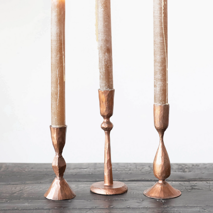 Hand Forged Iron Taper Candle Holders - Copper