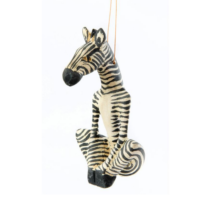 Wooden Yoga Zebra Ornament