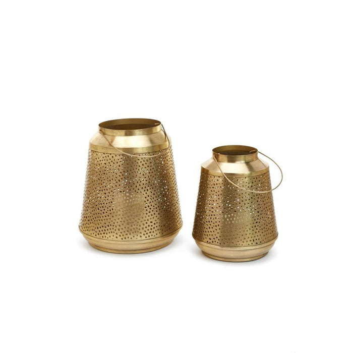Golden Punctured Metal Candle Lantern