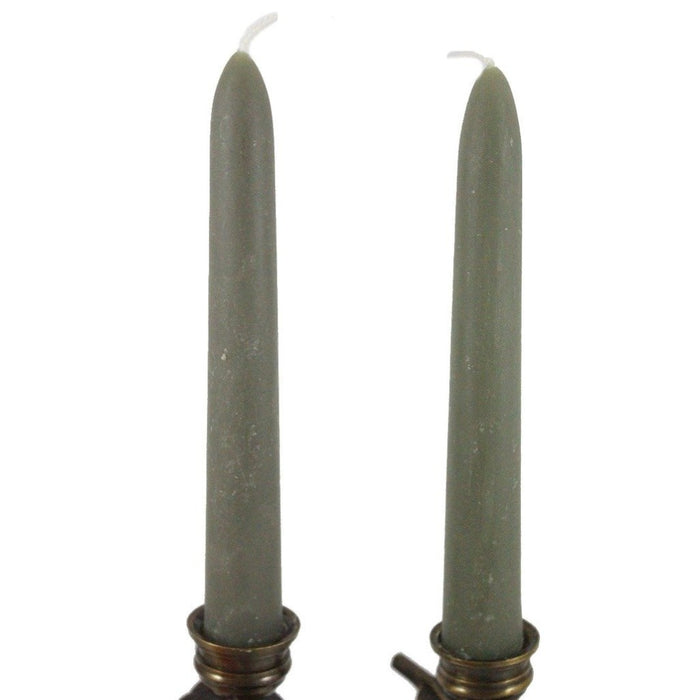 Beeswax Rounded Top Taper Candle Pair 6 inch Sage - 100% All Natural Locally Handmade - Candlestock.com