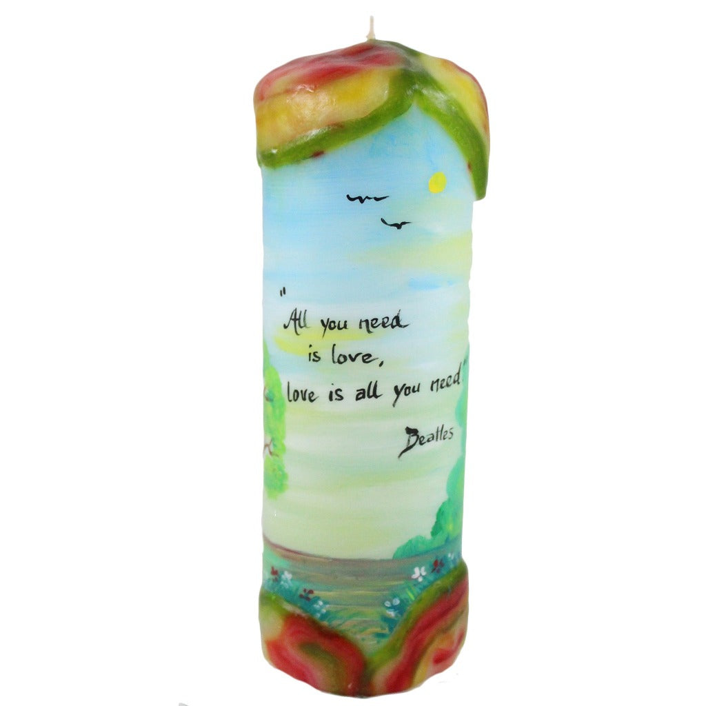 Quote Candle - "All you need is love, love is all you need" Beatles - Candlestock.com