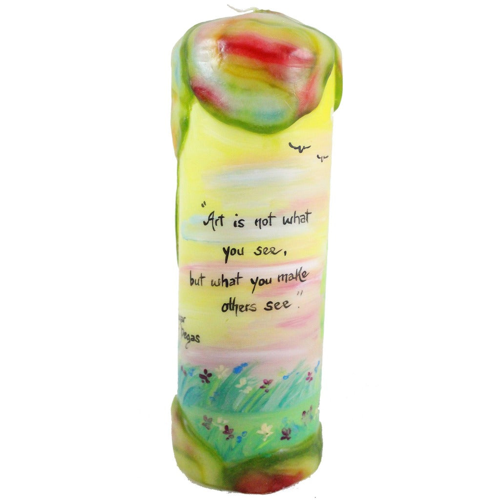 Quote Pillar Candle - "Art is not what you see, but what you make others see" Edgar Degas - Candlestock.com