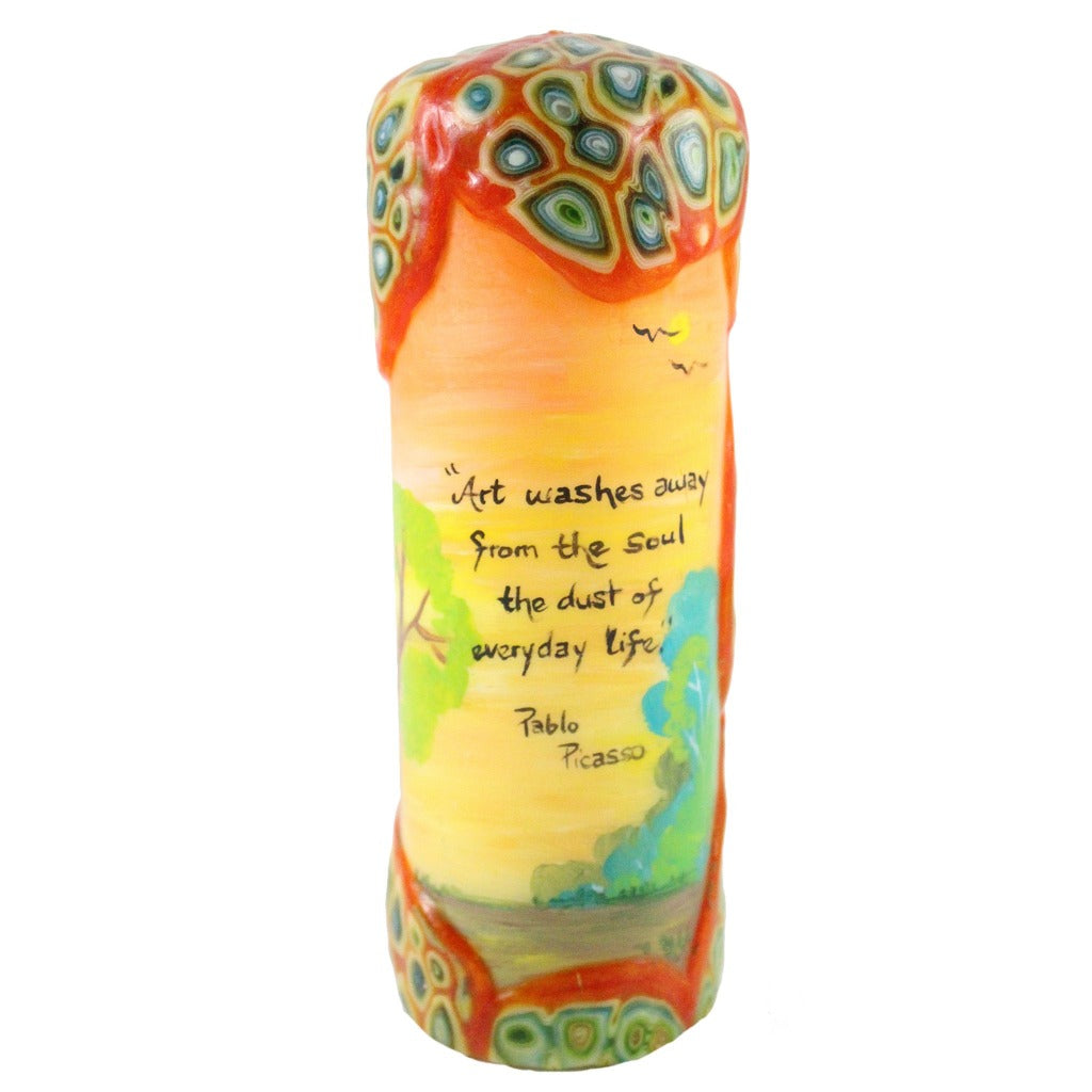 Quote Candle - "Art washes away from the soul the dust of everyday life" Pablo Picasso - Candlestock.com
