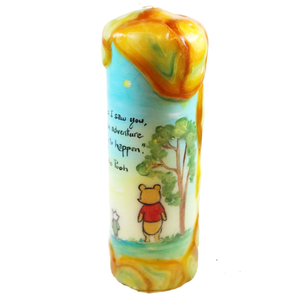 Quote Pillar Candle - "As soon as I saw you, I knew an adventure was going to happen" Winnie the Pooh - Candlestock.com