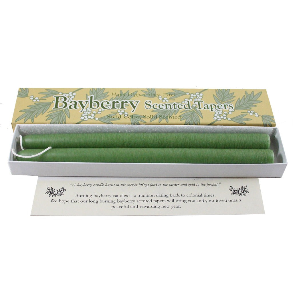 Green Bayberry Scented Taper Candles - Candlestock.com