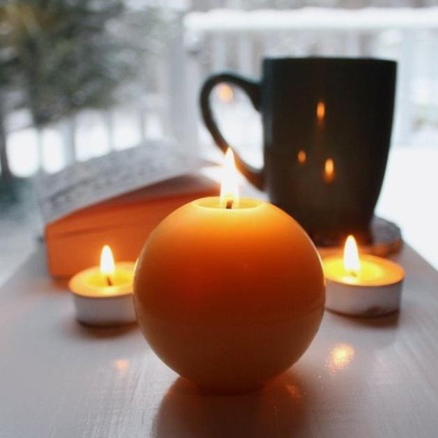 ★キャンドル　Beeswax RoundCandle ★ Pure Beeswax Sphere Candle Deco - Handcrafted & Elegant